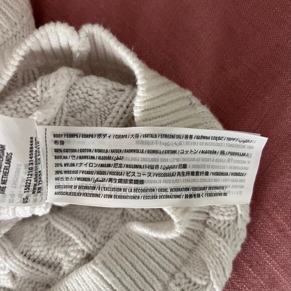 Abercrombie & Fitch Cable Knit Sweater Vest L White Y2K Fisherman Grandpa-Core - Picture 6 of 6